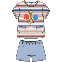 Woody meisjespyjama voor baby's, veelkleurig gestreept, giraf - 201-3-BST-S/900