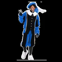 Piet - Kostuum - Zwart, blauw - Populair - Polyesterfluweel - XXL