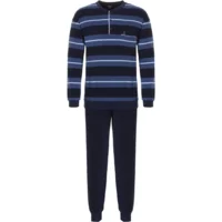 Robson Heren Pyjama speciaal met boorden badstof Donker Blauw 