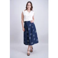 Signe Nature lange rok: Blauw / ecru ( Signe.1359 )