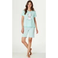 Happy People Dames pyjama: Groen, Korte broek / korte mouw ( HAP.74 )