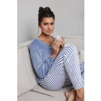 Pastunette Dames pyjama: Fleece, blauw ( PAS.139 )