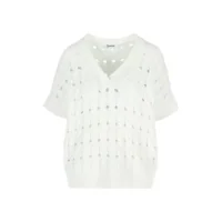 Punto One Gebreide shirt in Ajour, Wit ( ONE.32 )