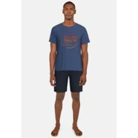 Tom Tailor Heren Pyjama: Blauw, korte mouw, short ( TOM.33 )