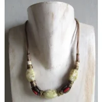 Fantasiejuweel ketting Carneool/brons/marmer