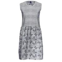 Ammann Nachthemd: Jeans kleur met vlindermotief ( Katoen / Modal ), Mouwloos met voile ( AMM.379 )