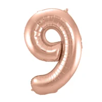 Folieballon - Cijfer - 9 - Rosé goud - 86cm - Zonder vulling