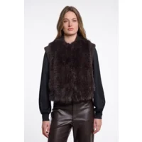 Rino & Pelle bodywarmer: Alvita, Peated ( Bruin ) kleur, bont ( RINO.114 )
