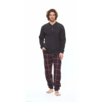 Gary Heren Pyjama: Punto Milano stof, zeer warm, Antraciet ( GARY.102 )