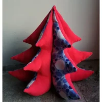 Kleurrijk decoratief boompje / Kerstboom Fluoroze / Blauwe stippen