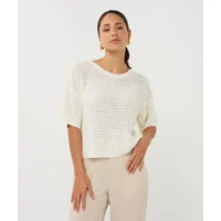 Esqualo Pull: Off White, Ajour brei ( ESQ.316 )