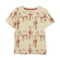 Minymo Jongens Beige Tshirt Korte Mouwen Kamelen Print