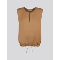 Summum Woman Top met schoudervulling: Camel ( SUM.6 )