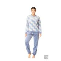 Egatex dames pyjama: Velours, licht blauw ( EGA.373 )