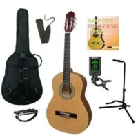 MSA kinder/jeugd-gitaar klassiek 3/4, naturel mat, met starterset plus, voor linkshandigen
