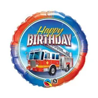 Folieballon Happy birthday - brandweerwagen
