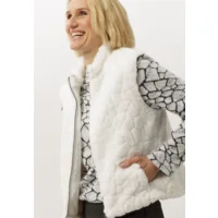 Frank Walder  Dames Bodywarmer: wit, bont met rits ( WAL.79 )