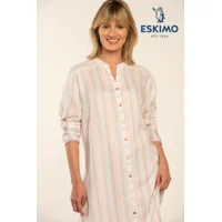 Eskimo Dames nachthemd: Perlei, gestreept, lange mouw ( ESK.1758 )