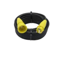 Verlengkabel - 15 meter - 3G1.5 mm² - Neopreen - IP44 - Penaarde - Gele stekkers