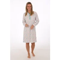 Perlina nachthemd: Jolien C, Gemoltoneerd, Ecru tot 6XL, lengte 110cm ( LINA.88 )