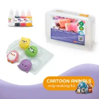Zeep pakket Cartoon diertjes 1KG zeepbasis + 3X10 ml kleurstof + 1X10 ml geurolie + 1 vorm