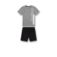 Sanetta Pyjama jongens: grijs/ zwart, korte mouw ( SAN.38 )