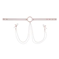 Sportsheets S&M Peaches & Creame Collar Met Tepelklemmen