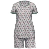 Ammann Dames Pyjama: Groen geprint met korte mouw / short ( AMM.375 )