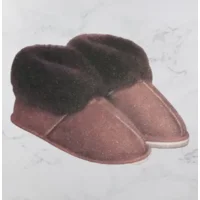 Dames pantoffels met schapenwol - bruin - hoog model - maat 35 tot 42 41
