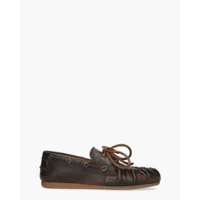Posa Boat Loafer Wrinkle Donkerbruin Dames Veterschoenen