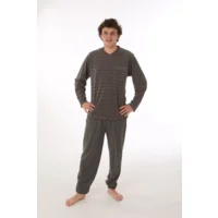 Perlina Heren Pyjama: Badstof, Grijs gestreept ( LINA.2 )