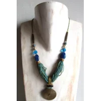 Fantasiejuweel ketting Appelblauwzeegroen/goud