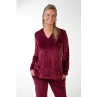 Perlina Sienna velours damespyjama in bordeaux