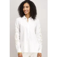 Signe Nature dames bloes: wit, broderie op de arm ( Signe.1334 )
