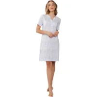Pastunette Nachthemd Dames: Korte mouw, Ecru / blauw, 95cm ( PAS.104 )