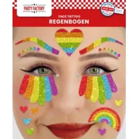 Regenboog gezicht tattoo stickers  - Glitter tattoo sticker