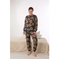 Perlina Dames Pyjama: Avia, Velours, bruin ( LINA.21 )