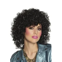 Pruik - Zwart - Club - Krullen