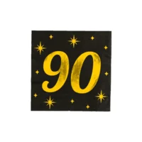 Servetten - 90 jaar - Goud, zwart - 33x33cm - 16st.