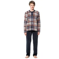 Egatex ( Soy ) Heren Pyjama: Velours, Marron ( EGA.502 )