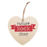 Decoratiebordje - Hart - Future rock star - Hout - 12x12cm