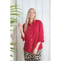 Mona Lisa Dames bloes: Linnen, rood ( duitse maten ) ( MONA.183 )