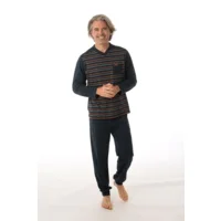 Perlina Heren Pyjama: Bob A, Blauw, katoen, tot 6XL ( LINA.121 )