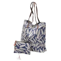 Go2Beach shopper / tassen set blue feathers