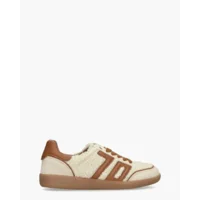 Back 70 Teddy Off-White/Cognac Damessneakers