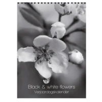 Verjaardagskalender - Black & white flowers