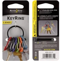 Nite Ize KeyRing Zwart met Plastic kleuren S-Biners KRG-03-01