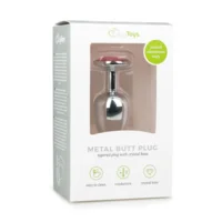 EasyToys Metalen Buttplug Zilver Met Roze Kristal 7 cm