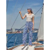 Janira Broek: Kaleido, Print Blauw / ecru ( JAN.272 )