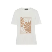 Frank Walder Dames T-shirt: Wit / beige ( WAL.90 )